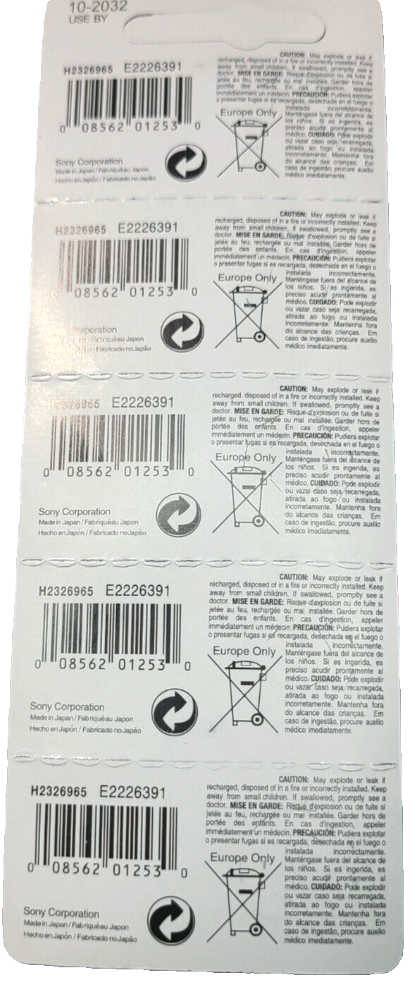 5 PACK SONY 377 SR626SW SR626 V377 SILVER OXIDE (GOOD EXP 10/32) FREE TRACKING