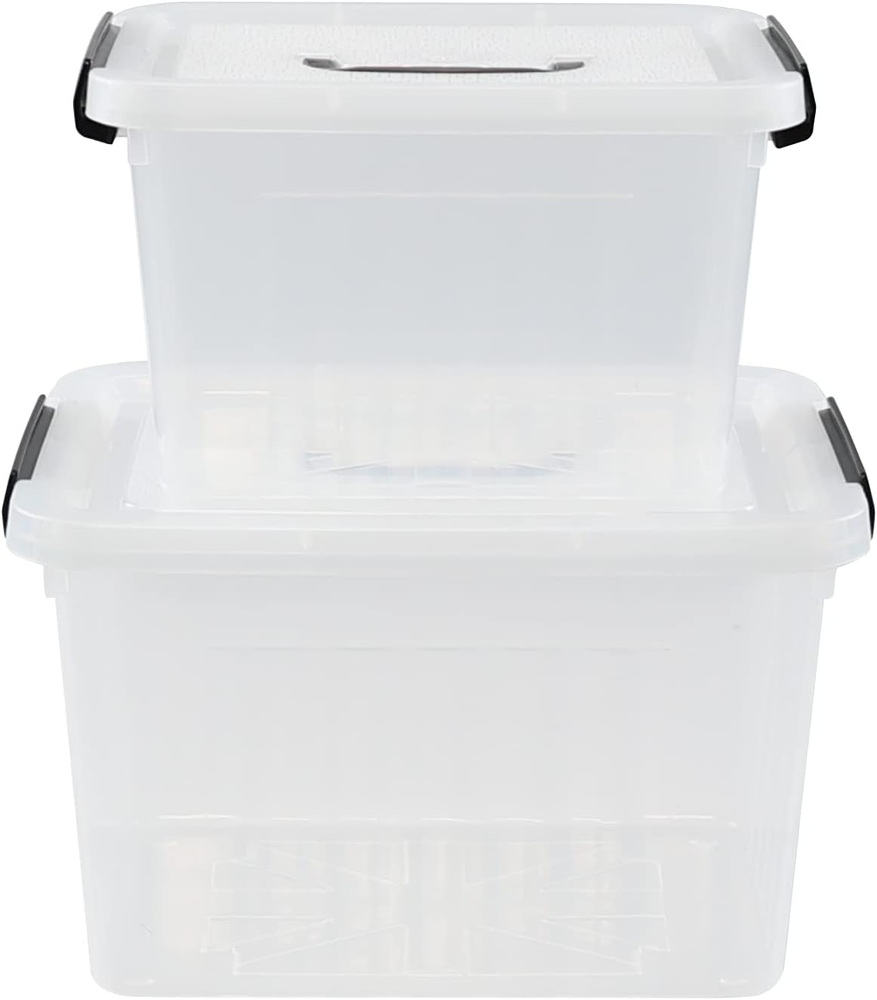 12 Quart & 6 Quart Plastic Latching Storage Container Box with Handle, 2 Pack...