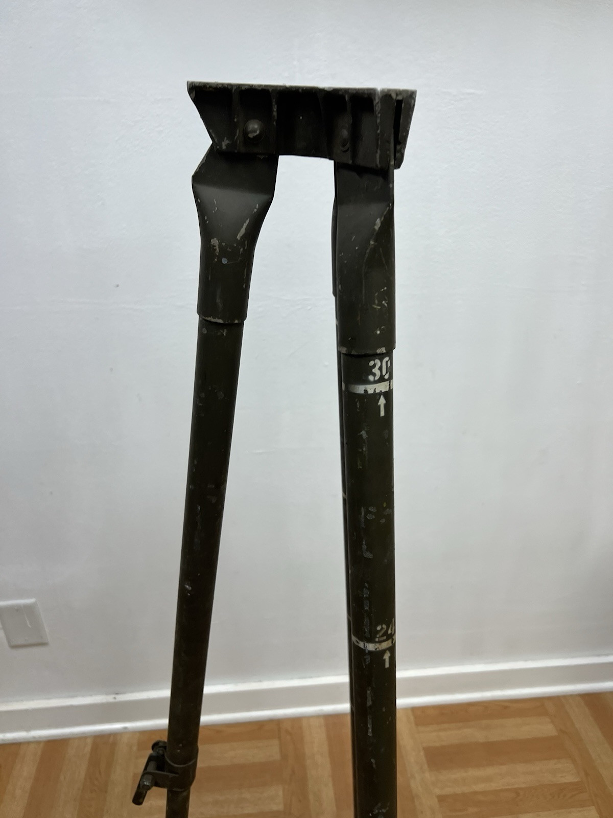 Vintage ALUMINUM TRIPOD metal military transit light stand survey industrial 4'