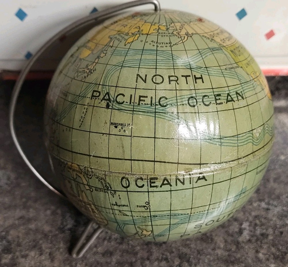 Scarce Antique Small Globe 1910s 20s 3" , Missing Base, ORIGINAL