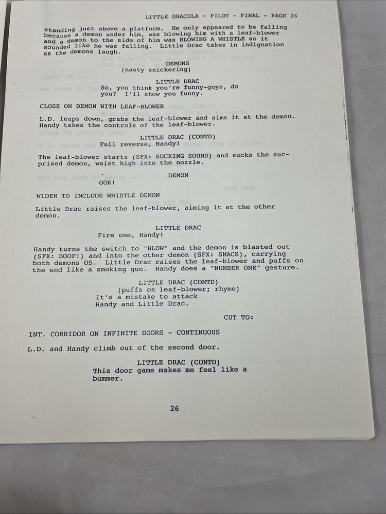 Little Dracula Little D's Surprise Pilot Script Hickey McCoy