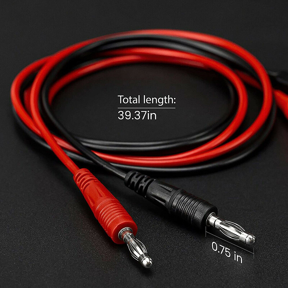 3FT Banana Plug Probe Cable to Alligator Test Lead Clip Wire For Multimeter