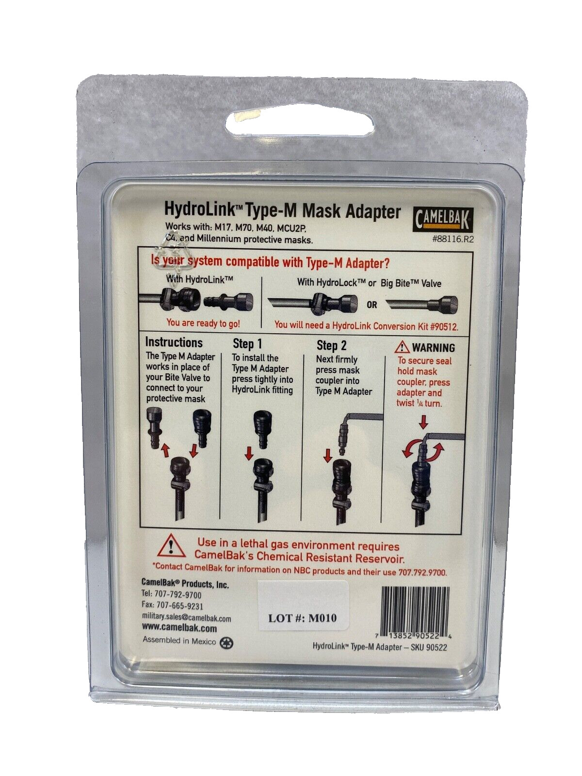 CamelBak Type-M Hydrolink Mask Adapter M17 M70 M40 MCU2p C4 Millennium