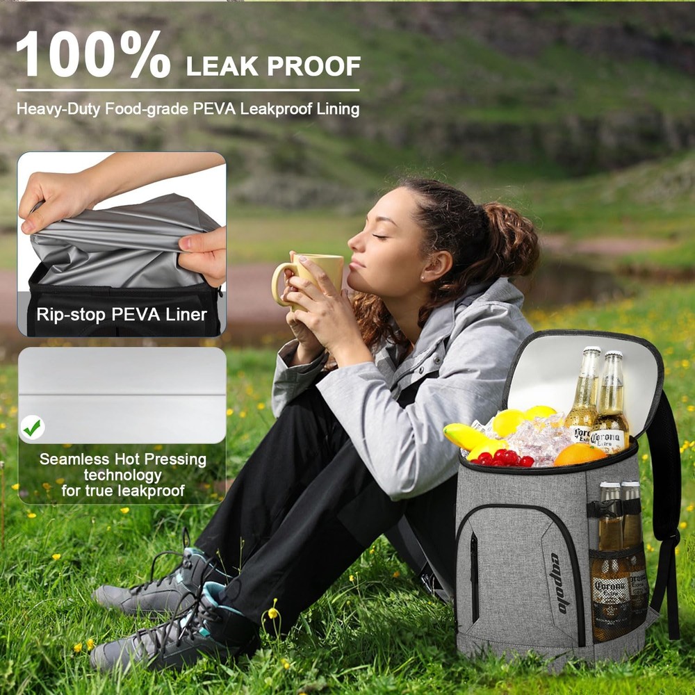 Cooler Backpack 30 Cans, Insulated Backpack Cooler Leak Proof Large Capacity ...