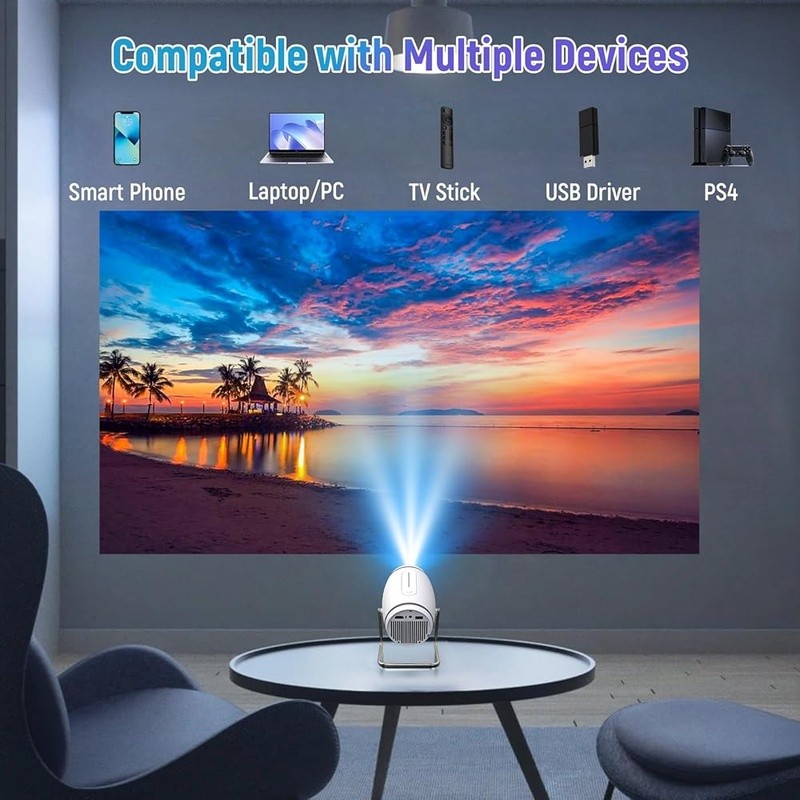 Smart Mini Projector 4K HD Built-in Apps WiFi Bluetooth Screen Mirroring New