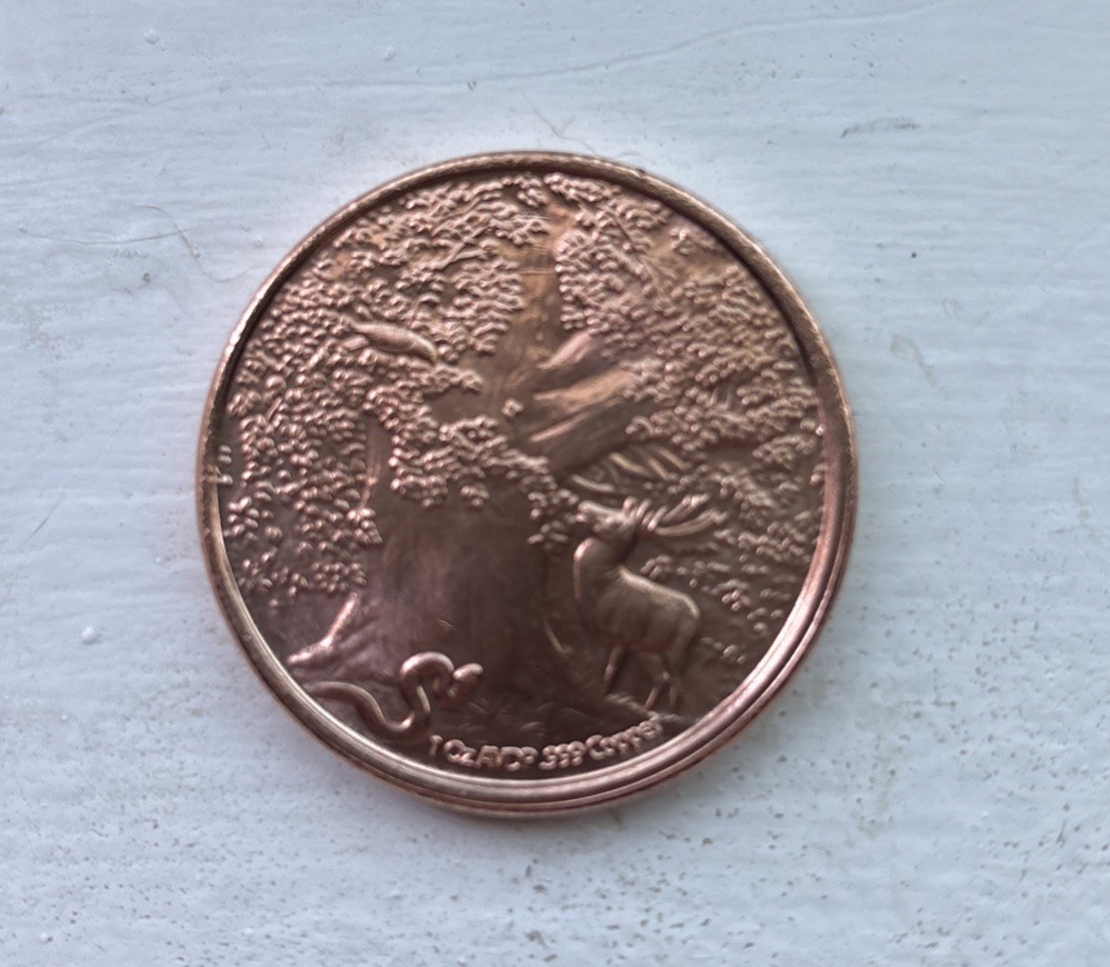 1 Oz. Solid .999 Fine Copper Round -