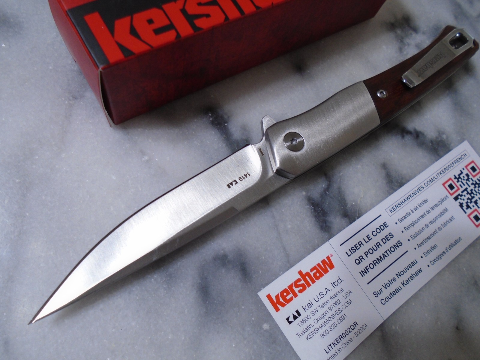 Kershaw Enhance Assisted Open Pocket Knife 8Cr13MoV Fancy Wood Folder 1419 New