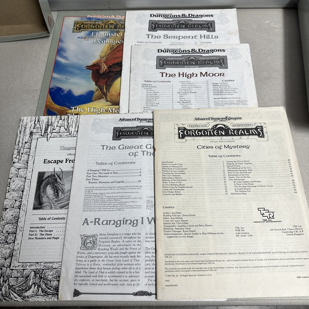 TSR Forgotten Realms Elminster's Ecologies Box With (5) Accessory Modules AD&D