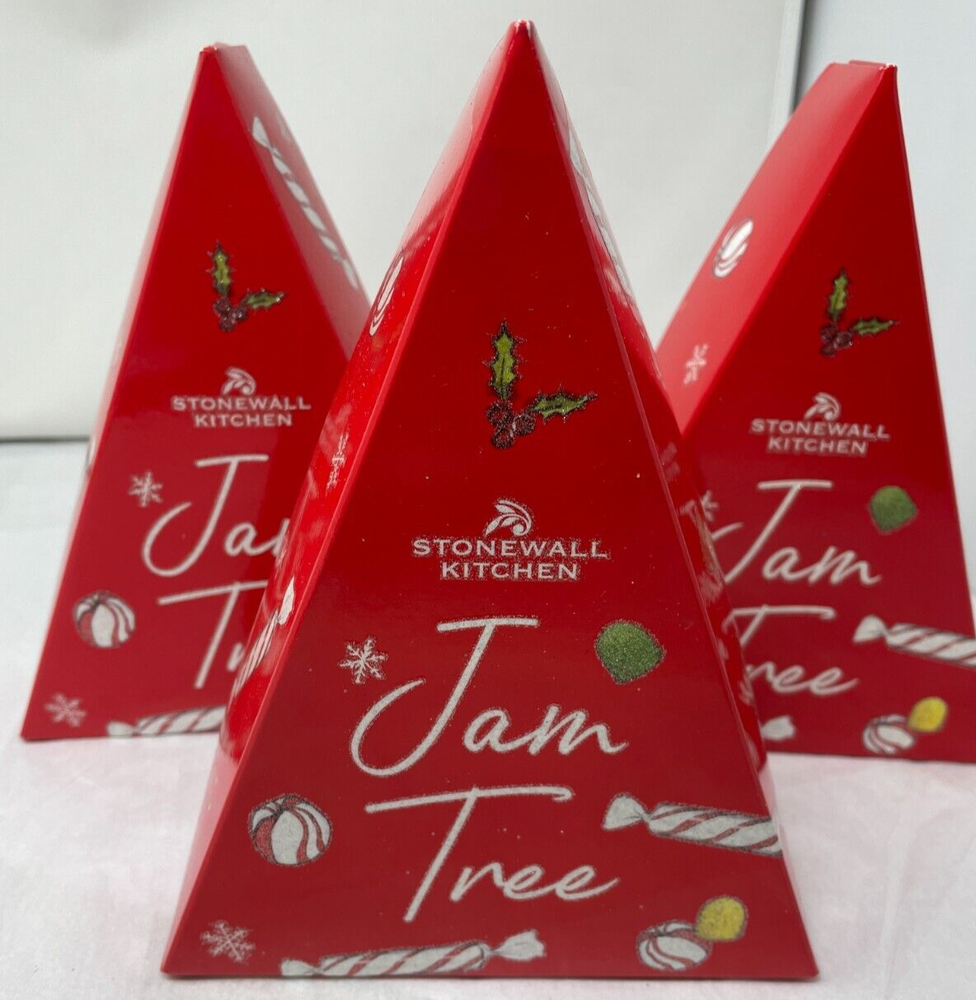 (3) EMPTY Christmas Tree Shape Gift Boxes Stonewall Kitchen 8" x 6"