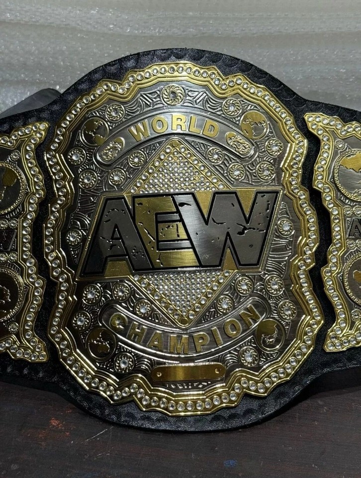 AEW World Championship Replica Wrestling Belt Metal Plates Adult Size Title NEW.