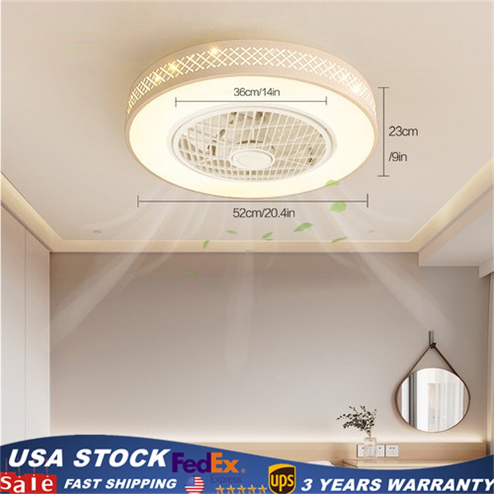 20" Modern Fan Lights Flush Mount LED Ceiling Light kit With Remote Control