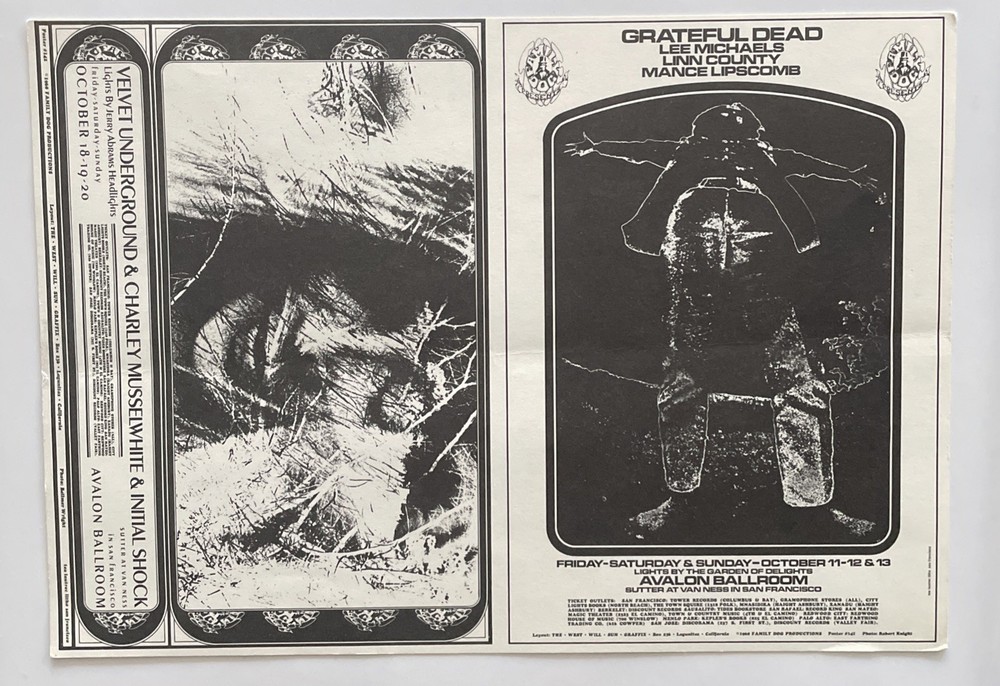 1968 Velvet Underground, Grateful Dead, FD-141 , Double Handbill