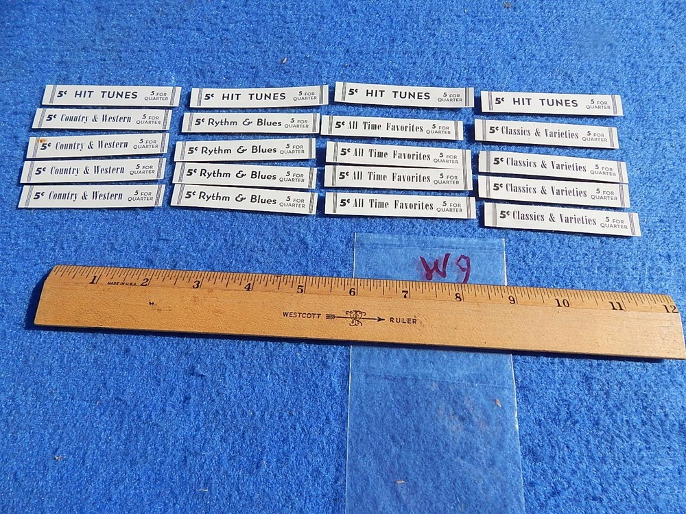 Seeburg V3WA wall box Program Holder Record Classification Strips - 20 each