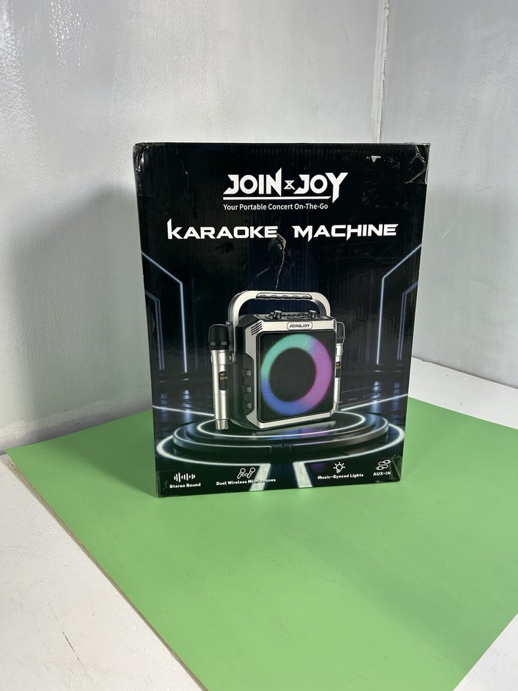 Portable Karaoke Machine Wireless Microphones Bluetooth Speaker LED Lights TT