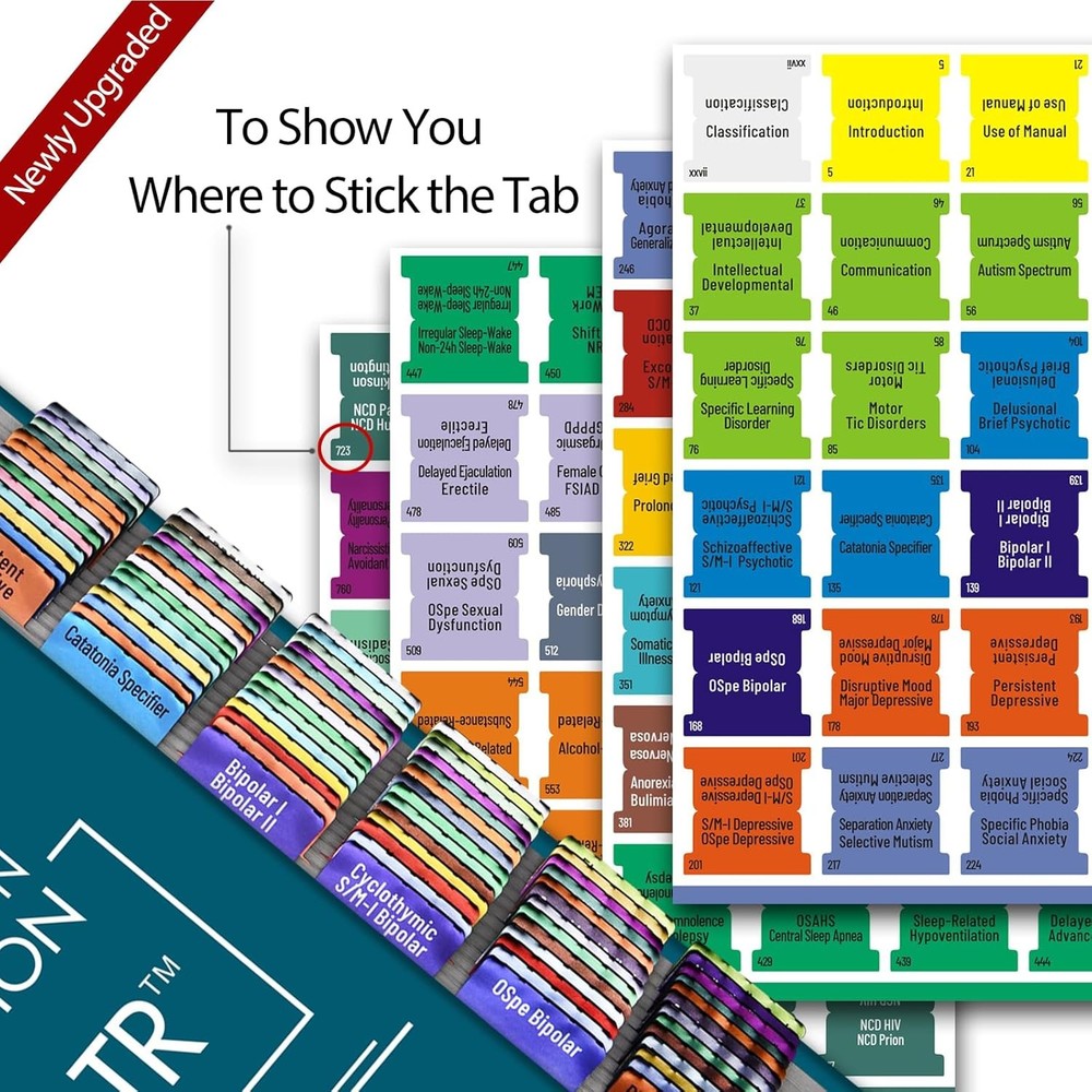 Index Tabs for DSM-5-TR 2022, Color-Coded and Laminated DSM-V-TR for...