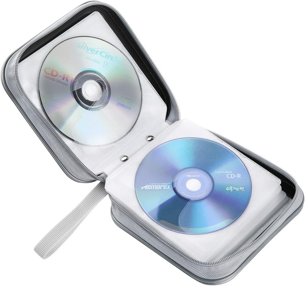 CD Case 40 Capacity CD/DVD Case Holders Wallet Hard Plastic DVD Disc Storage