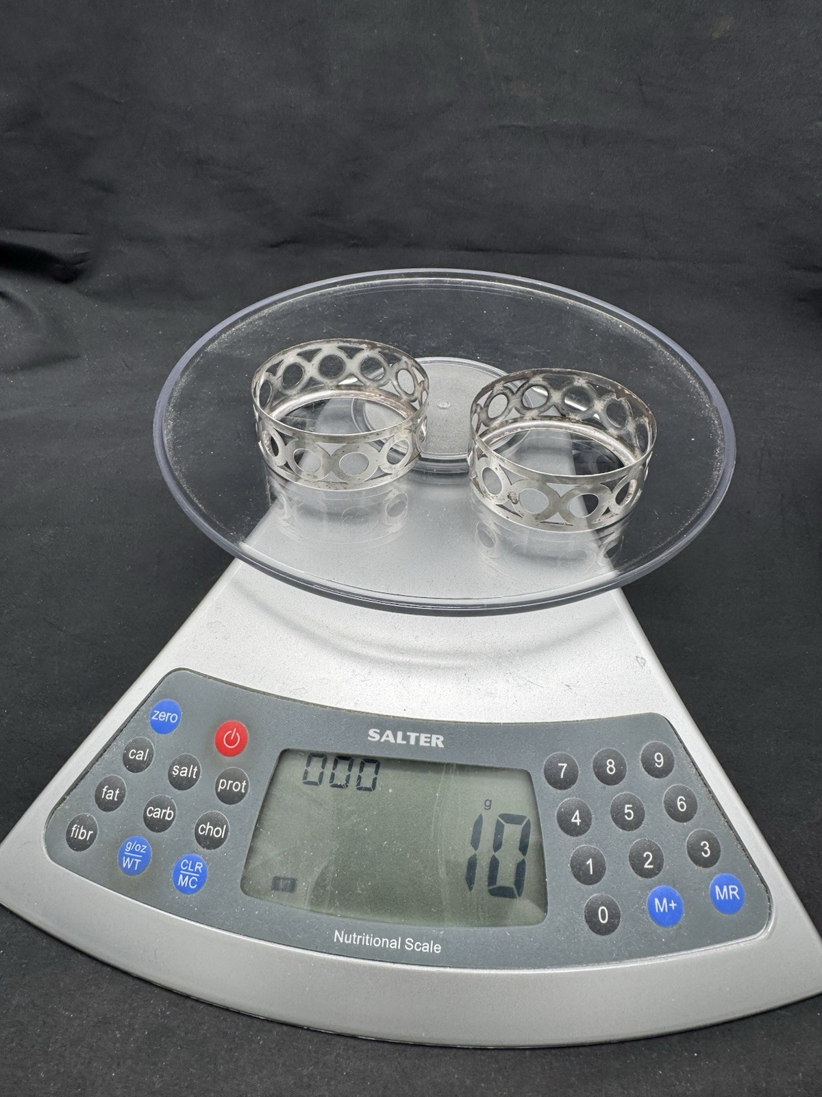 Pair of Vintage Sterling Silver Cobalt Glass Salt Cellars