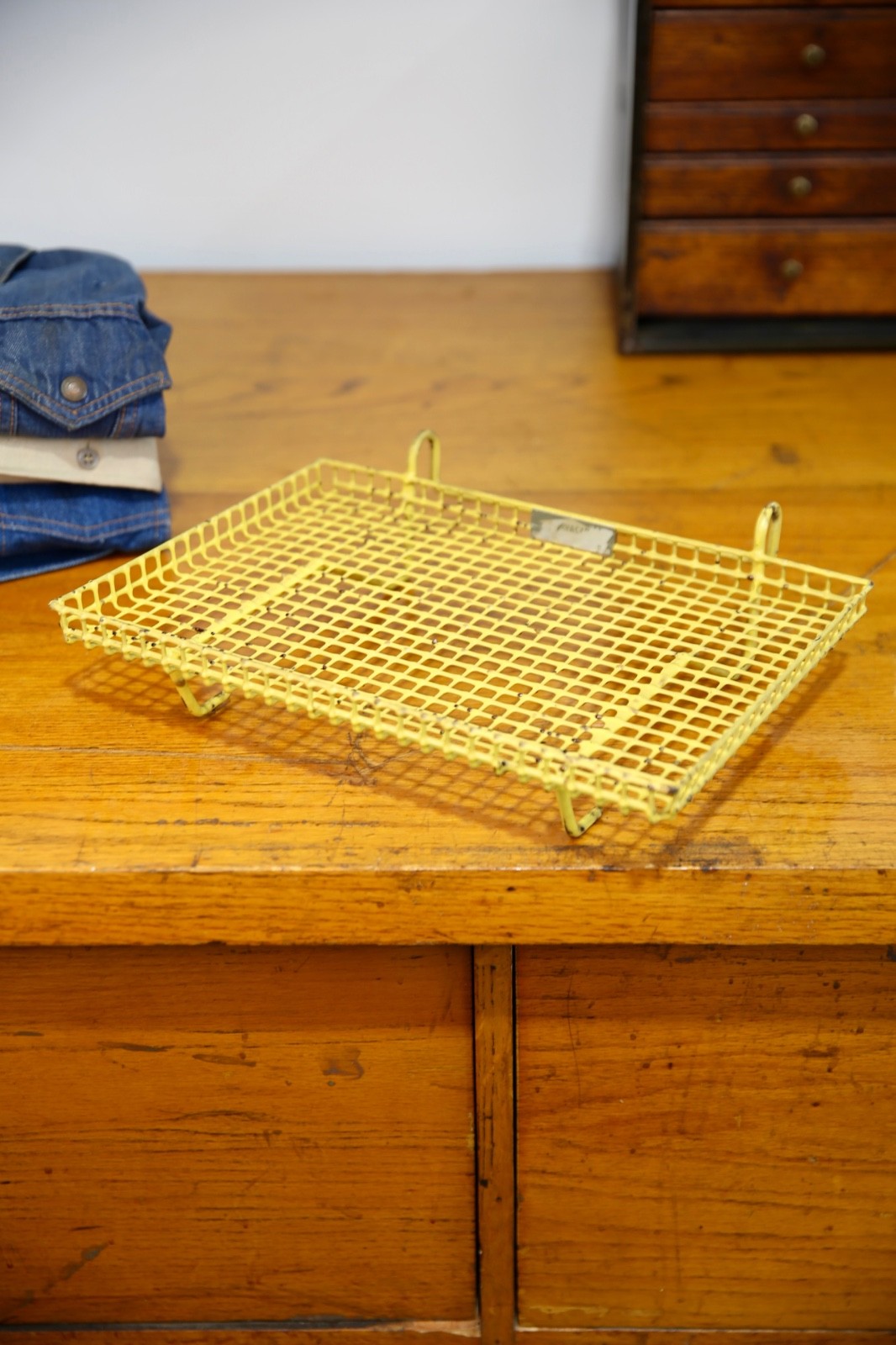 Vintage Medical Surgical Tool Metal Rack industrial tray antique yellow