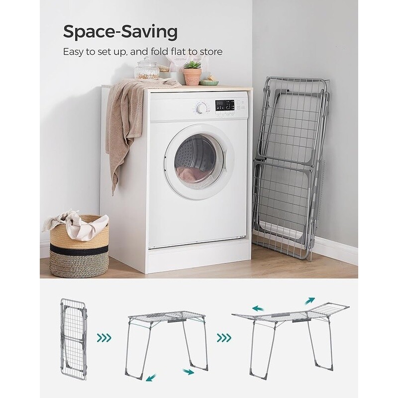 Foldable Clothes Drying Rack Indoor Outdoor Space Saving Rust Resistant New