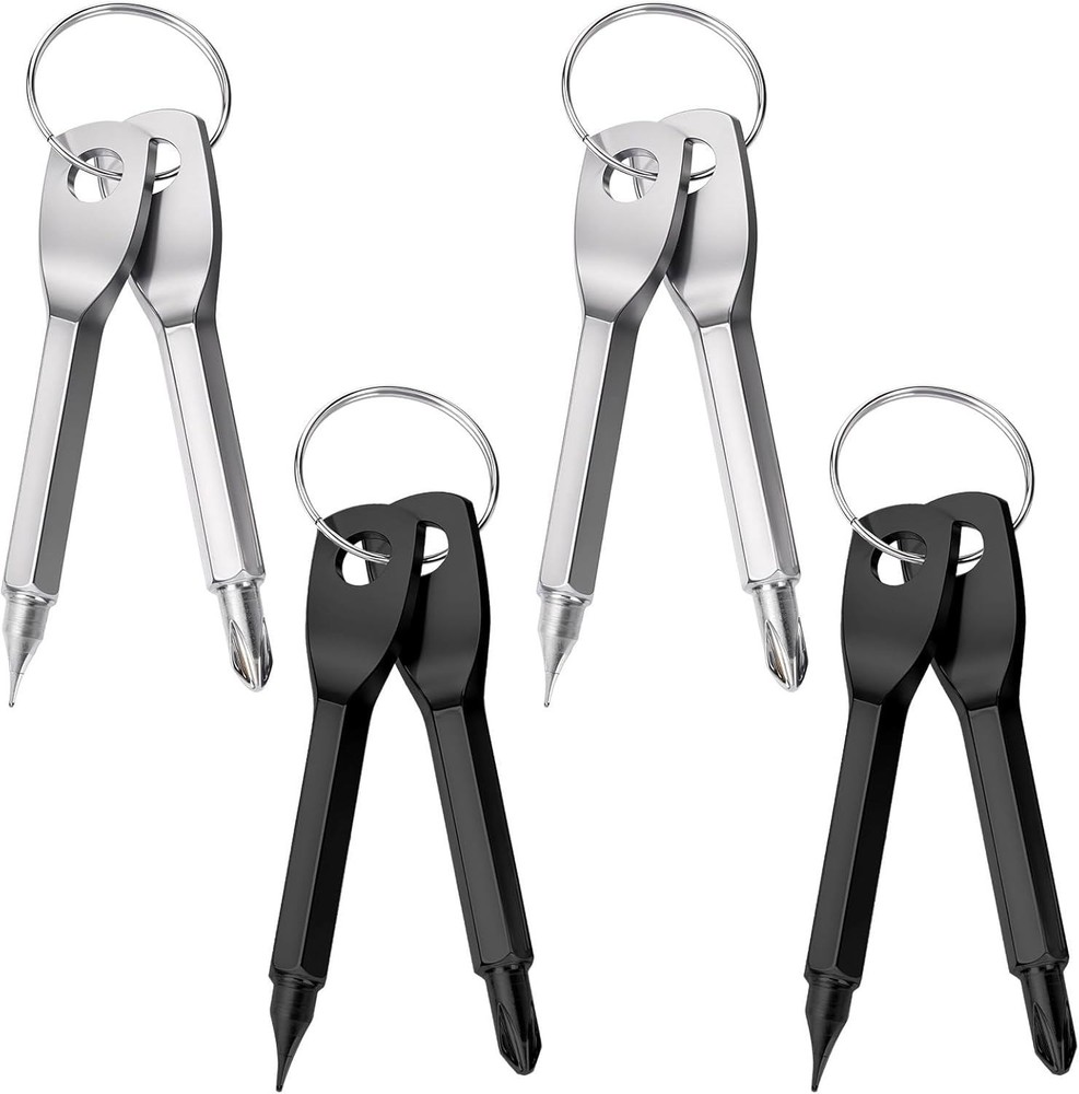 4 Set(8Pcs) EDC Mini Keychain Screwdriver Set Phillips Flat Head Portable Tools
