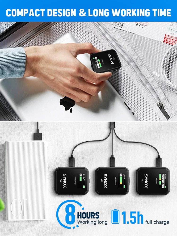 SYNCO G2(A2) Wireless Lavalier Microphone System for Camera Tablet Phone Vlog US