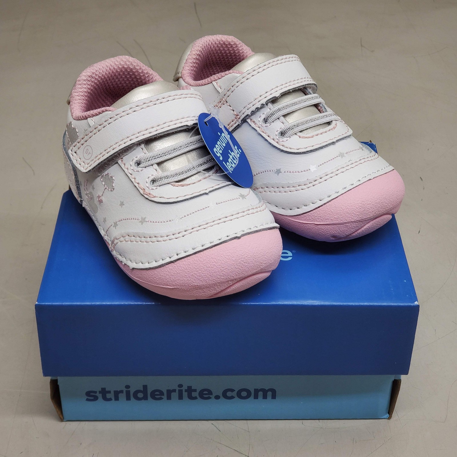 STRIDE RITE SM Adalyn Shoes Toddler SZ 4W White/Silver/Pink BG000701