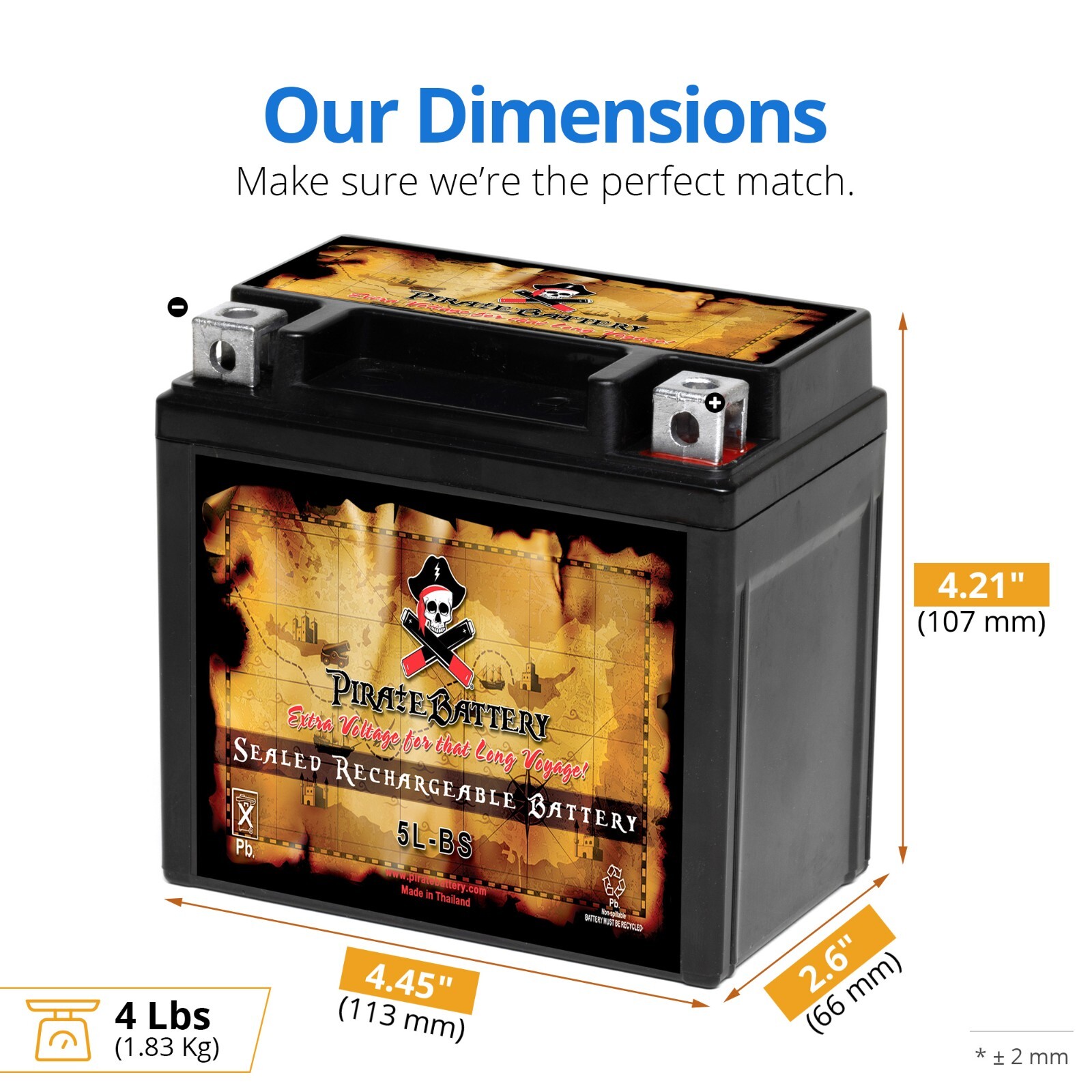 YTX5L-BS High Performance Power Sports Battery