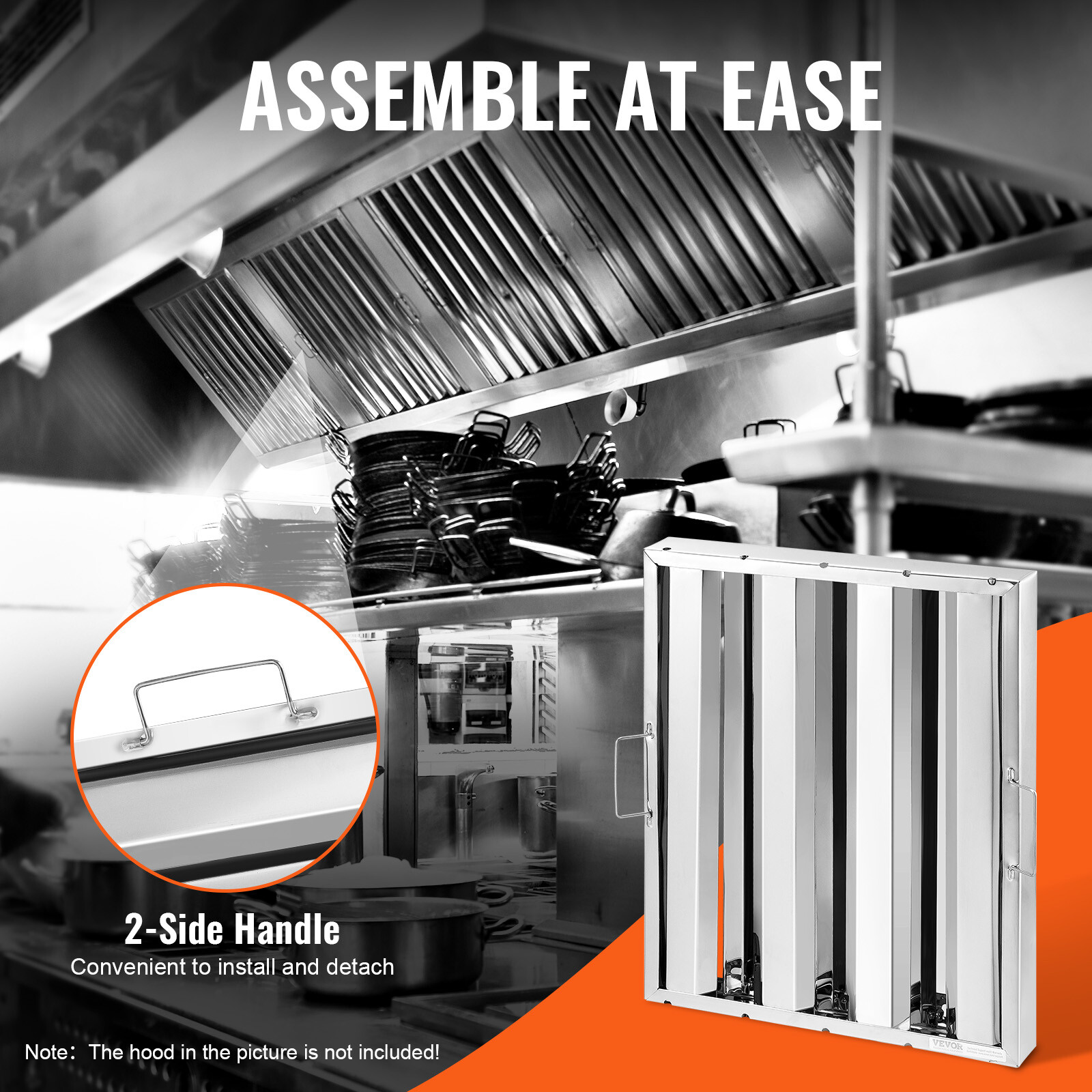 VEVOR 6Pcs 16"x20" Hood Grease Baffle Commercial Exhaust Filter Stainless Steel