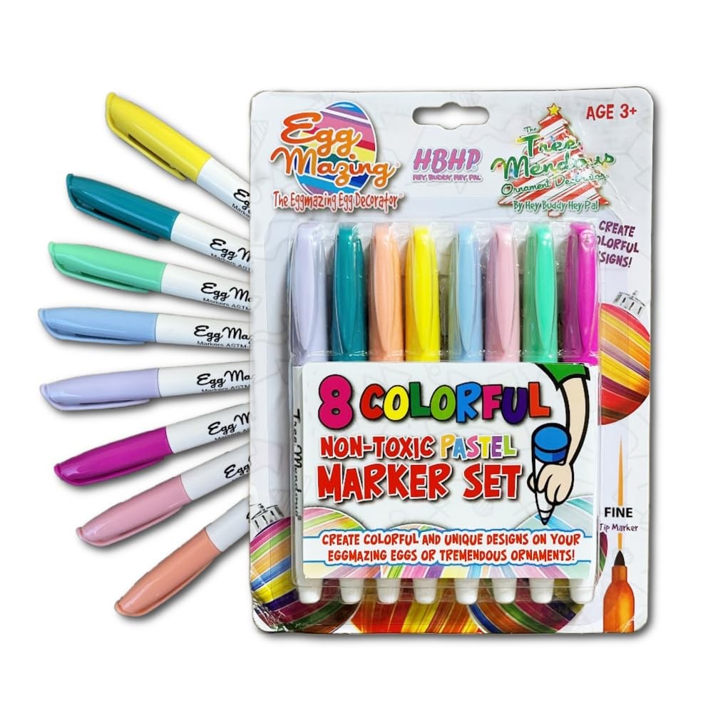 Eggmazing 8 Pastel Marker Set Egg Decorator Replacement Non-Toxic