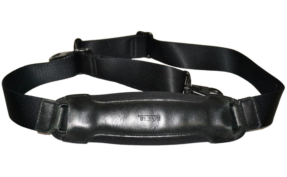TUMI Black Leather & Nylon Adjustable 30-48" Replacement Strap