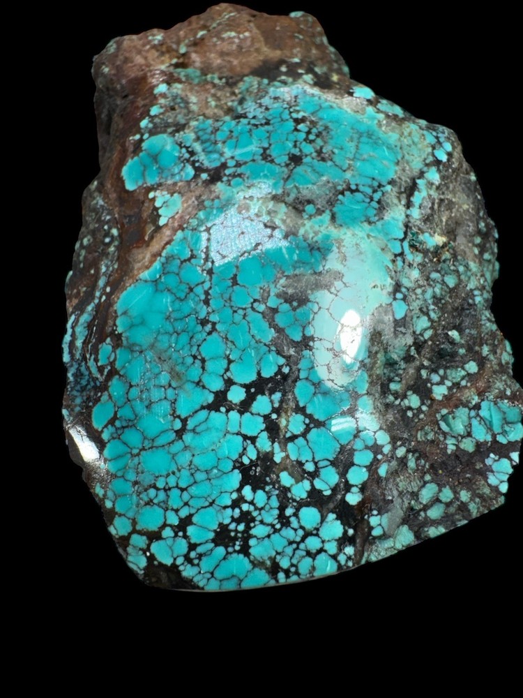 Hubei turquoise stabilized nugget solid spiderwebs all the way through