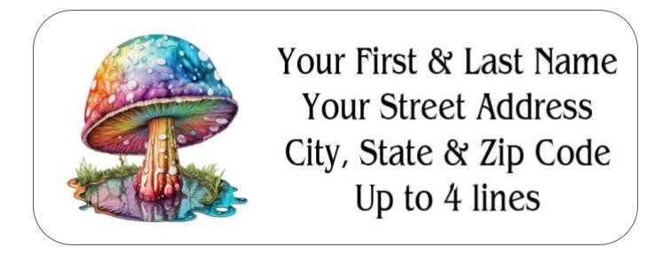 150 Mushroom Trippy  Colored Mailing Return Address Labels Personalized