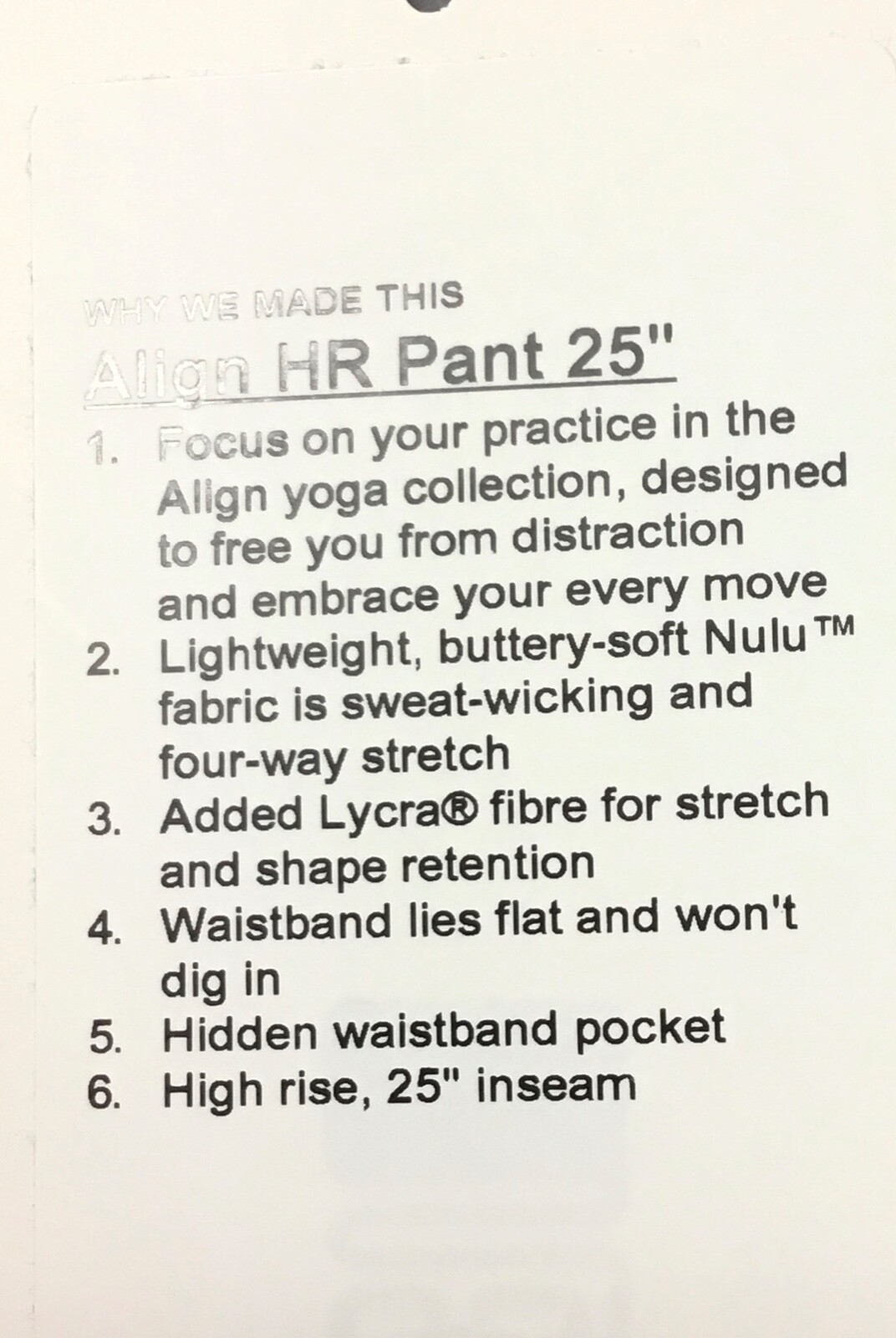 Lululemon Women's Align Pant 25” Nulu LW5CT3S Black Size 18