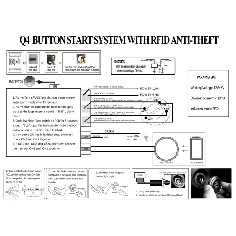 Car Alarm Push Engine Start Stop Button Lock Ignition Immobilizer Keyless System