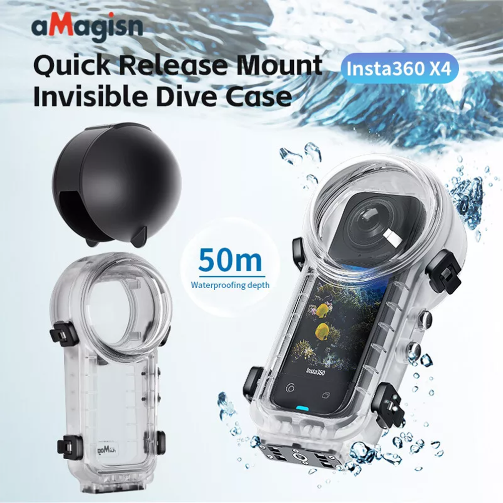 50M Quick Release Invisible Diving Case for Insta360 X4 Waterproof