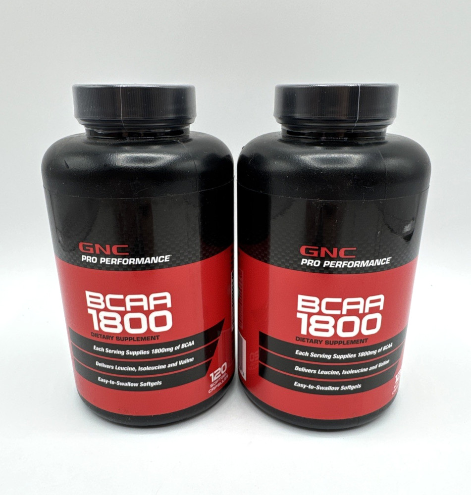 GNC  PRO PERFORMANCE BCAA 120 Softgel Capsules X2 Bottles