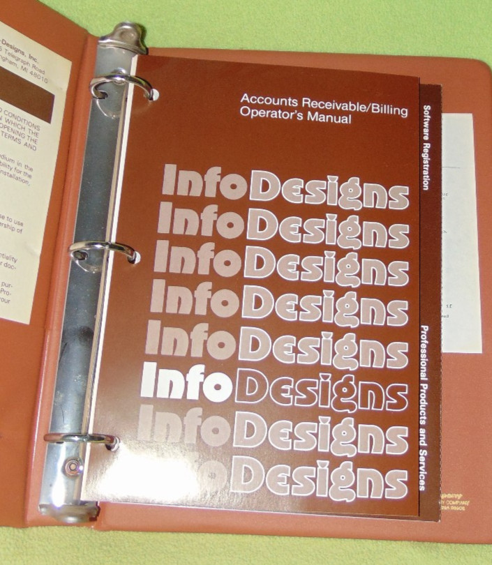 InfoDesigns Commodore 64 Accounts Receivable Billing Manual Binder