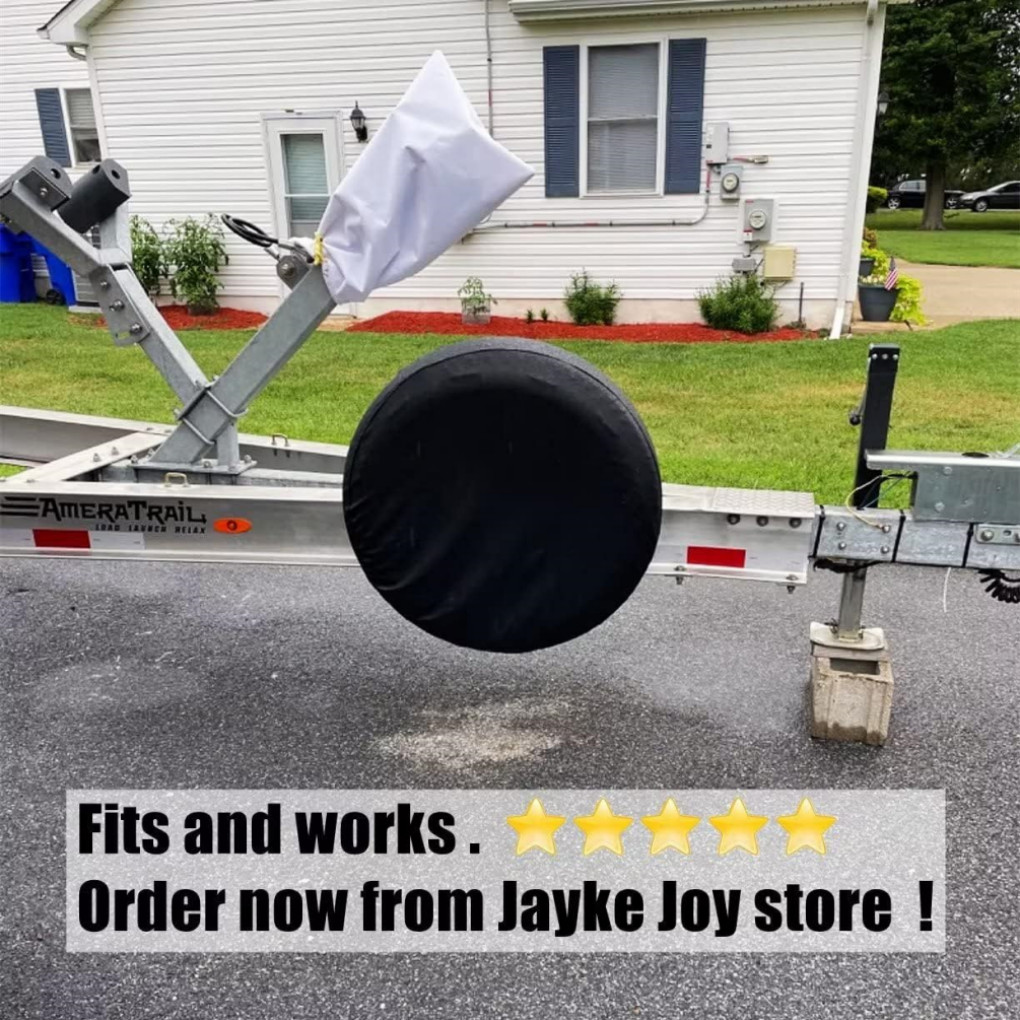 15'' Black DIY Spare Tire Cover Trailer Wheel & Tyre Protector Against Sun Rain