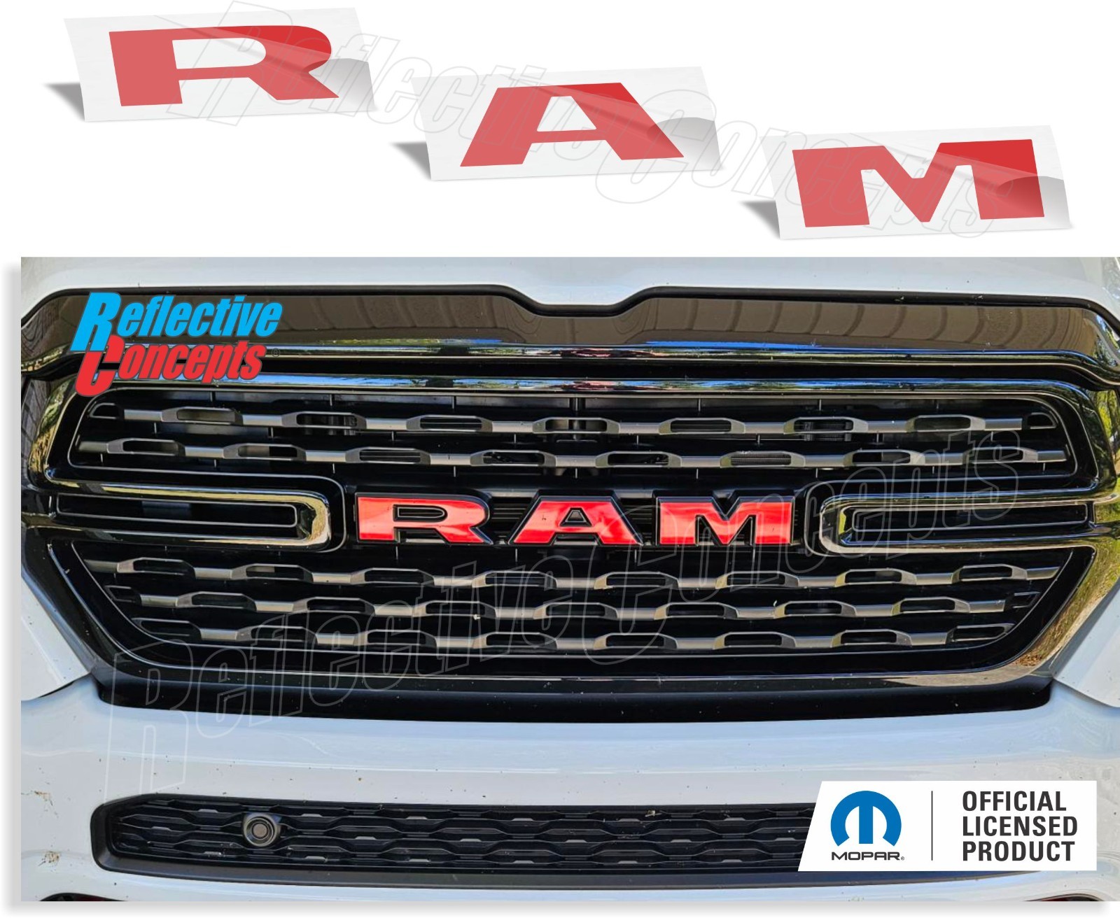 RAM Grille Emblem Overlay Decal Sticker - Fits 2019-2024 Ram 1500