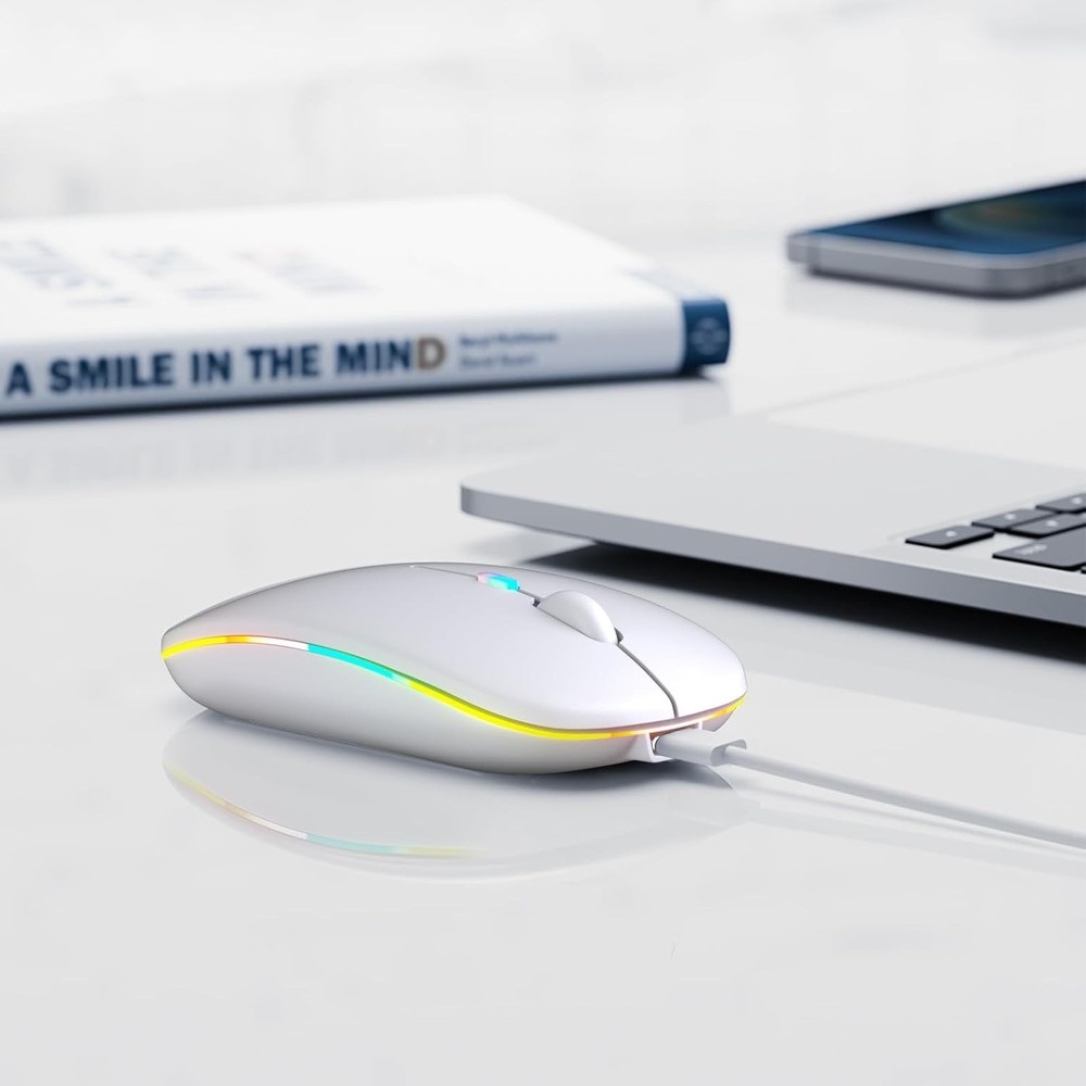 Wireless Bluetooth Mouse, Rechargeable, LED, Silent, Ultra-thin Design (Bluetoot