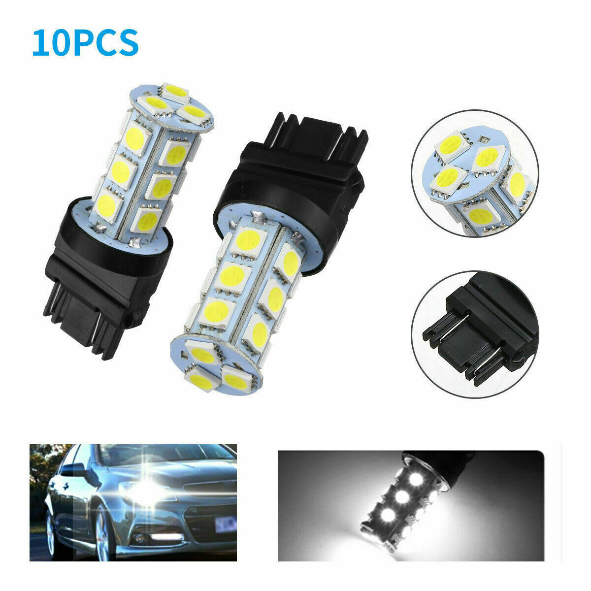 10pcs 3157 3156 18SMD LED Reverse Tail Brake Turn Signal Light Bulbs 6000K White