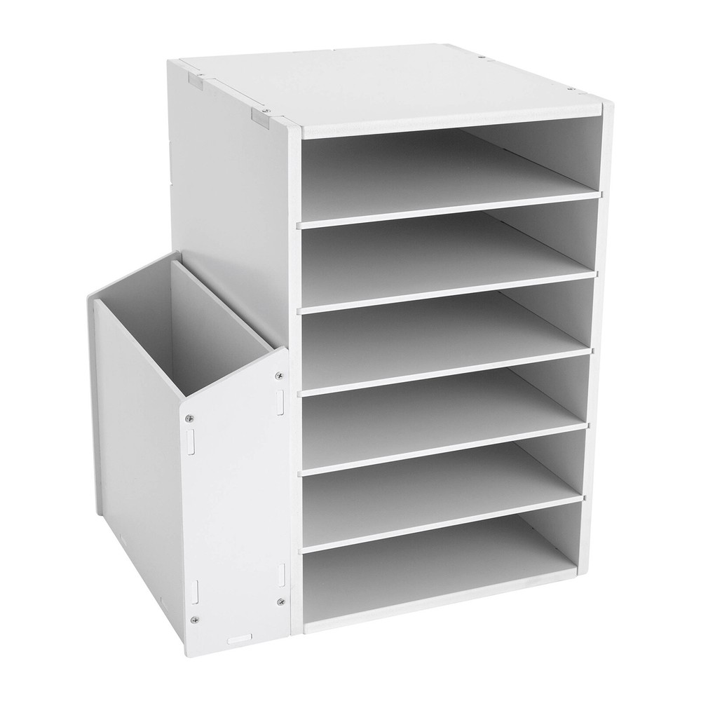 White Desktop Organizer Desktop File Holder File Organizer Modern Rectangular