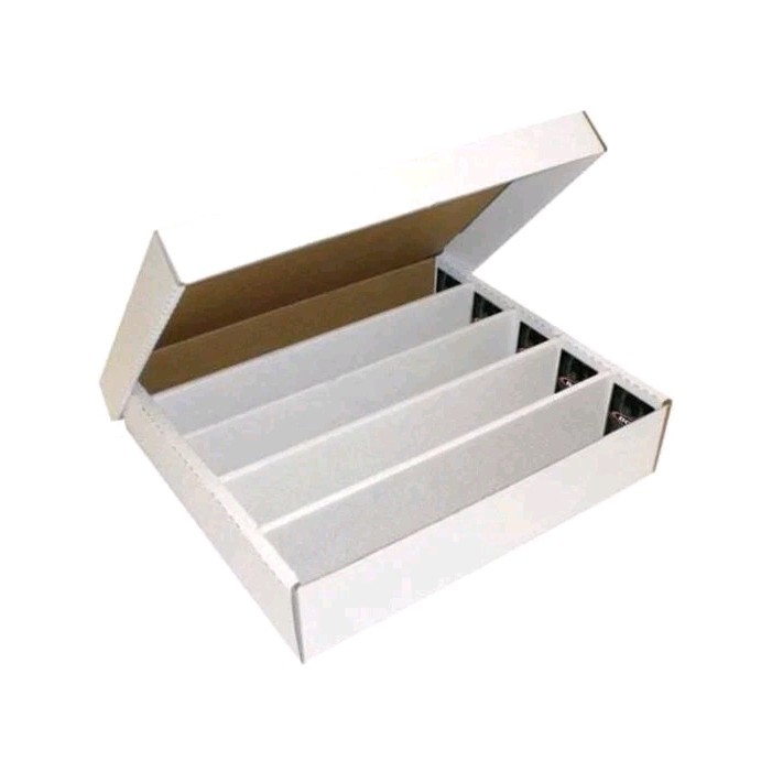 White Cardboard 4-Compartment Stackable Card Storage Box