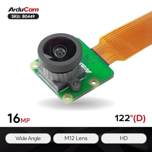 for Raspberry Pi Camera 16MP IMX519 Camera Module with 120°(D) Wide Angle M12