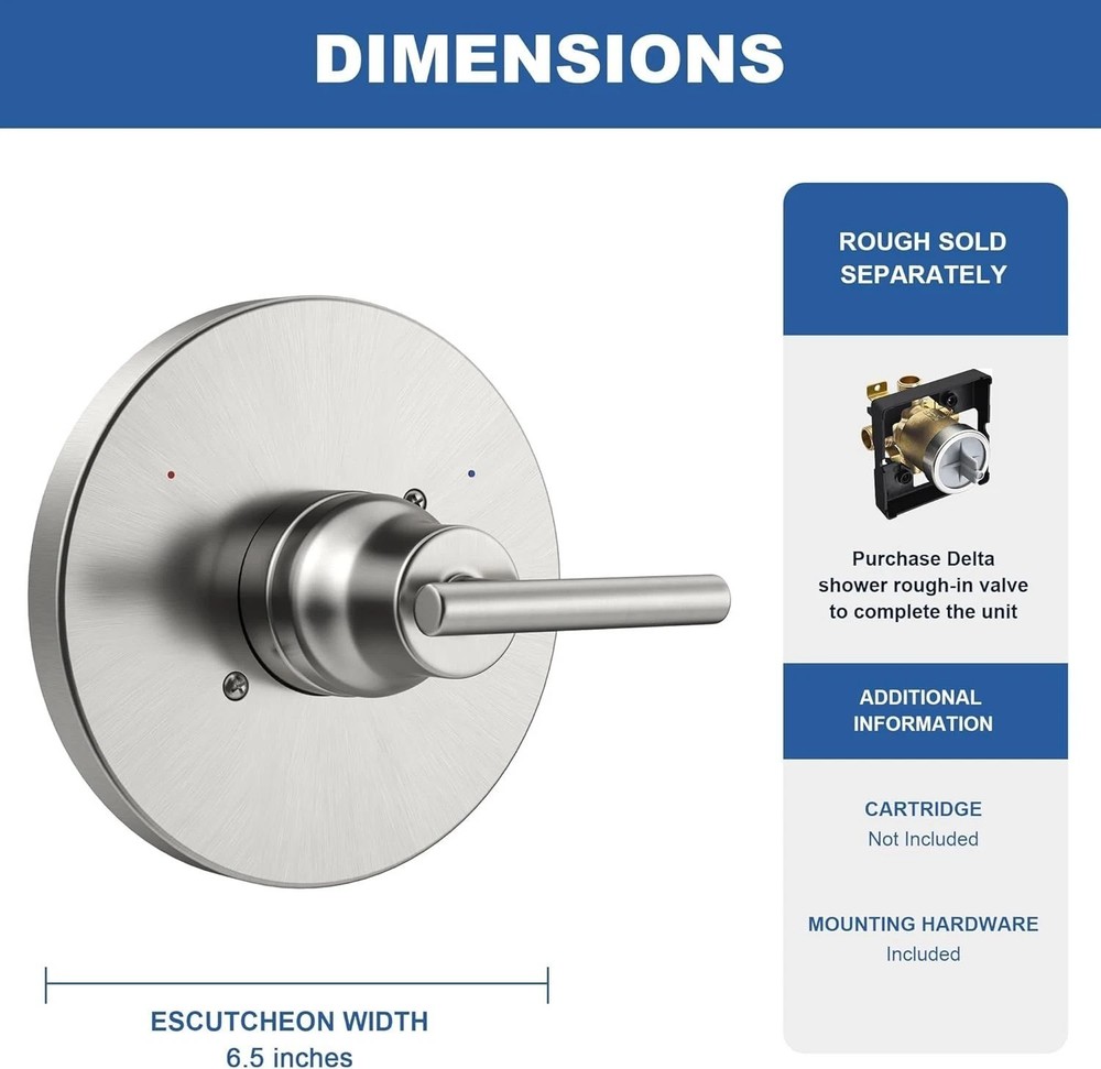 Elegant Single-Function Shower Trim Kit in Brushed Nickel Finish - Easy Install