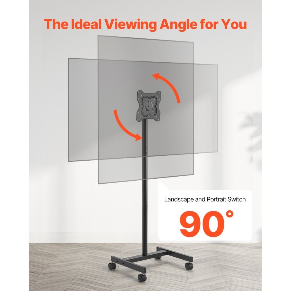 Rolling TV Stand for 17-55 Inch TV Screens with Wheels 55 lb Max Tilt Rotate