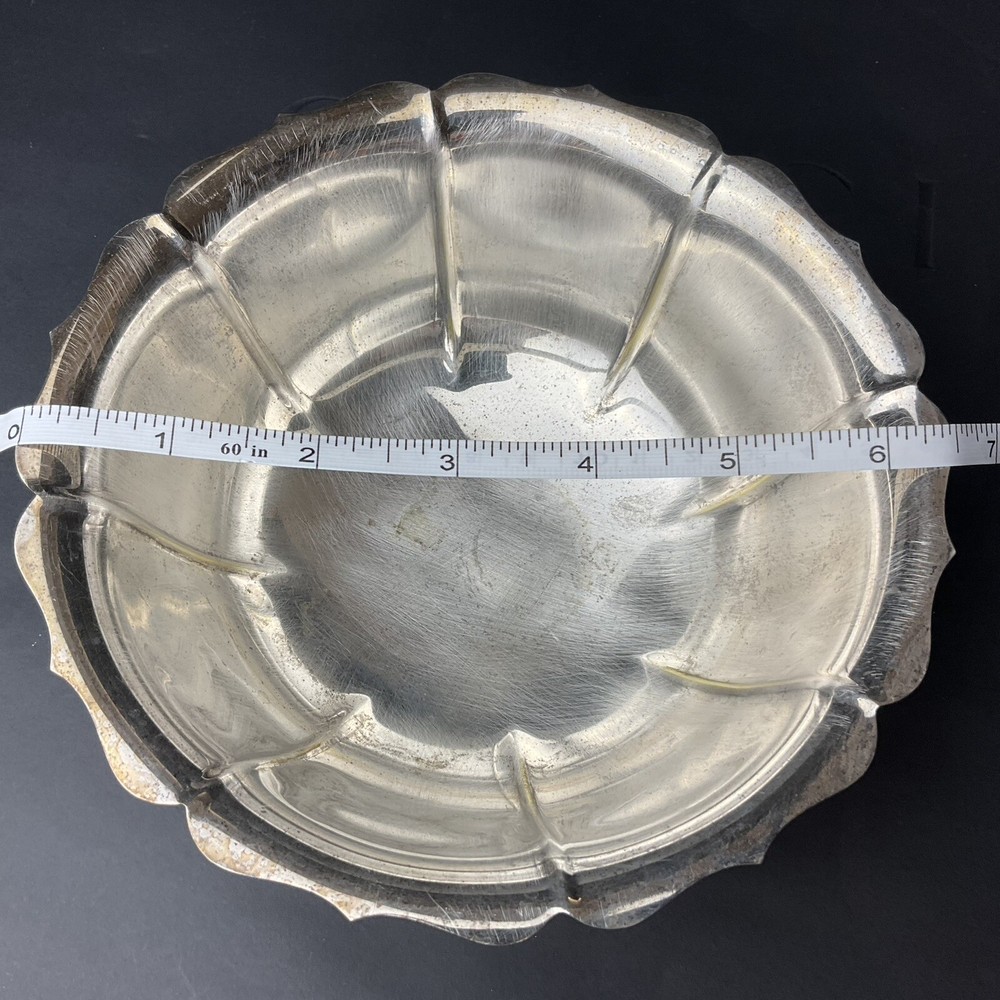 Vintage Kent Silversmith Scalloped Footed Silver-plated Small bowl Rare