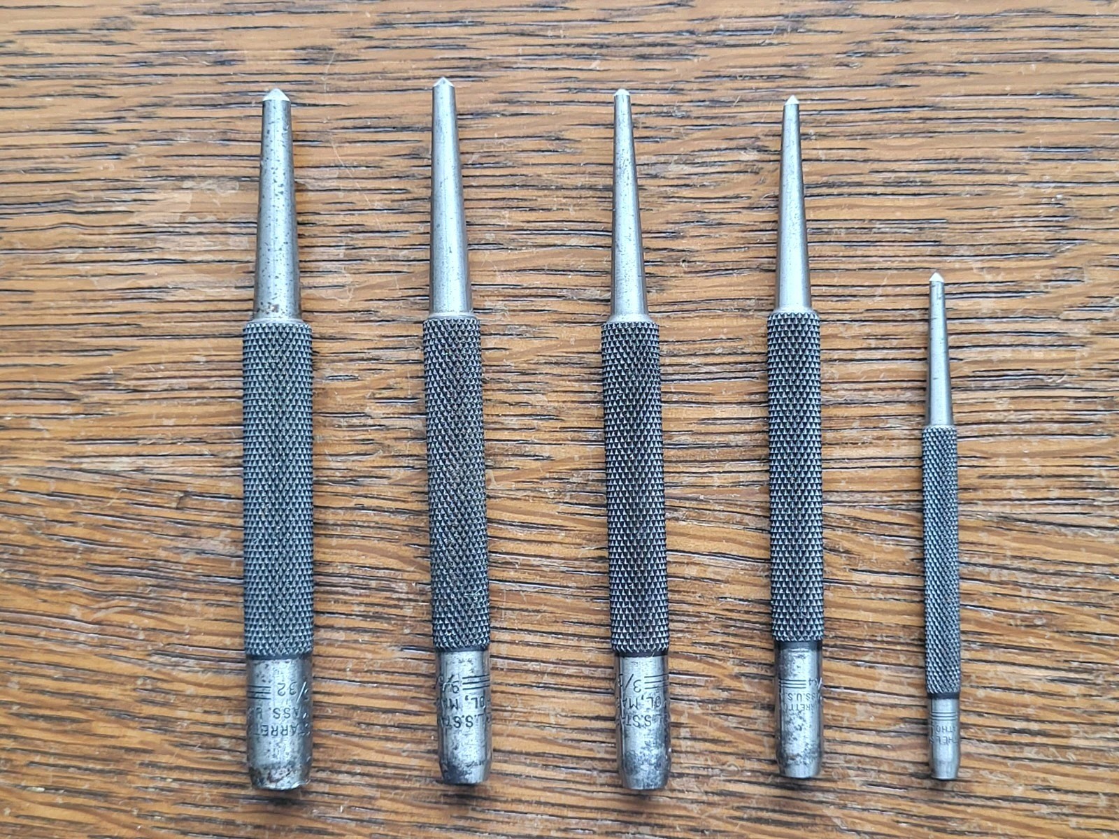 Vintage L. S. Starrett No. S 117 Set of (5) Center Punches Machinist Tools USA