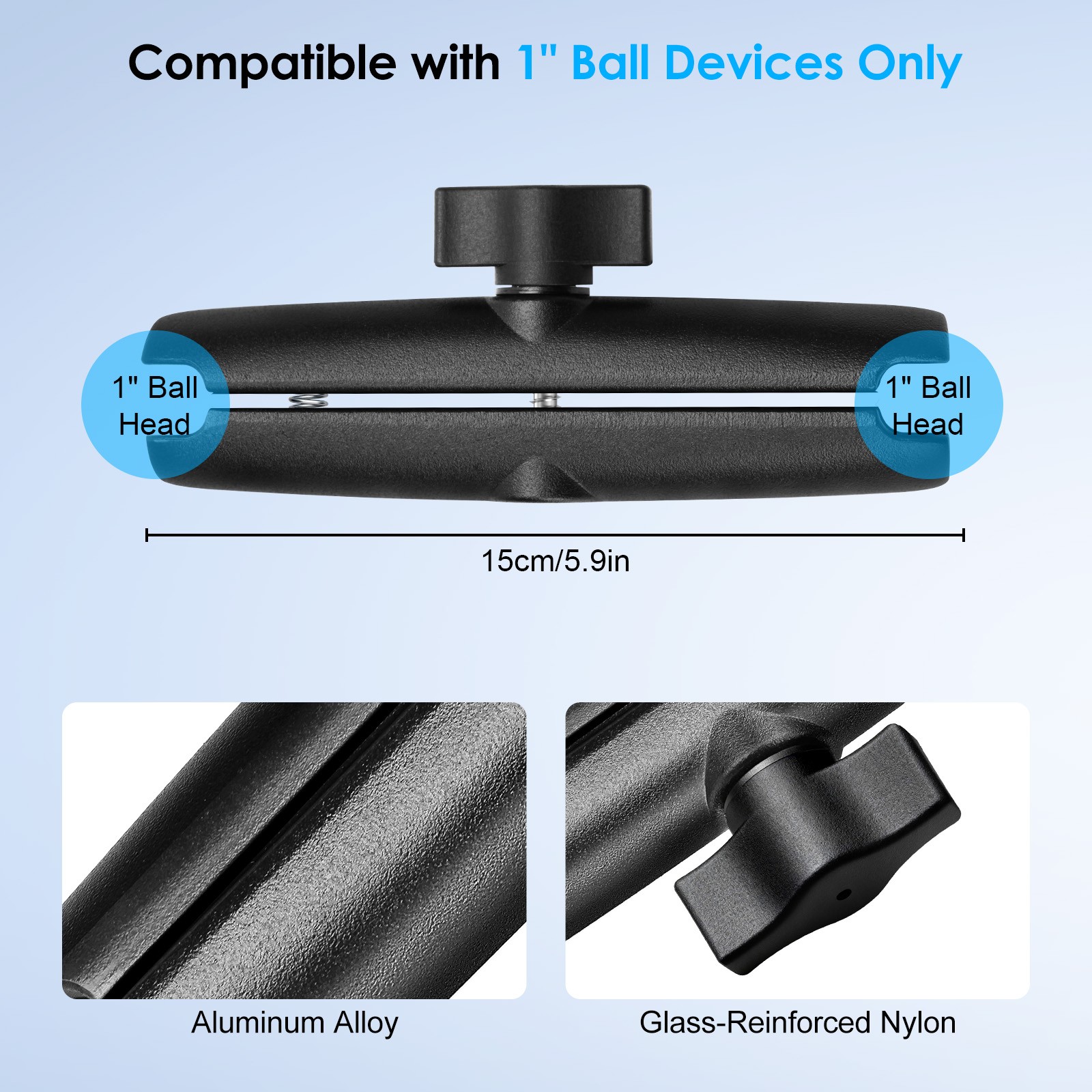 5.91" RAM Mount Aluminum Alloy Double Socket Arm Extension for 1" Ball Adapters