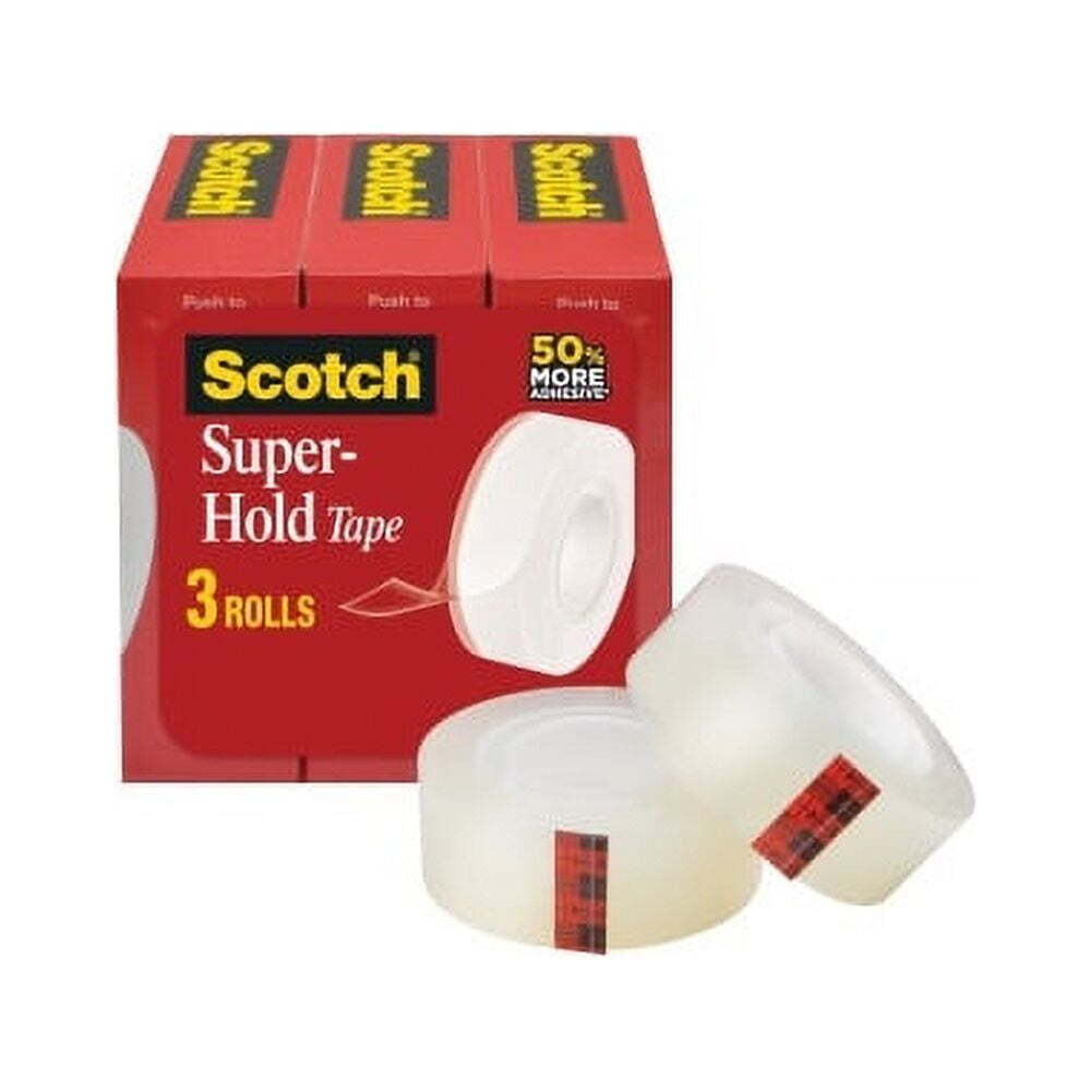 MMM700K3, Super-Hold Tape, 3 / Pack, Clear